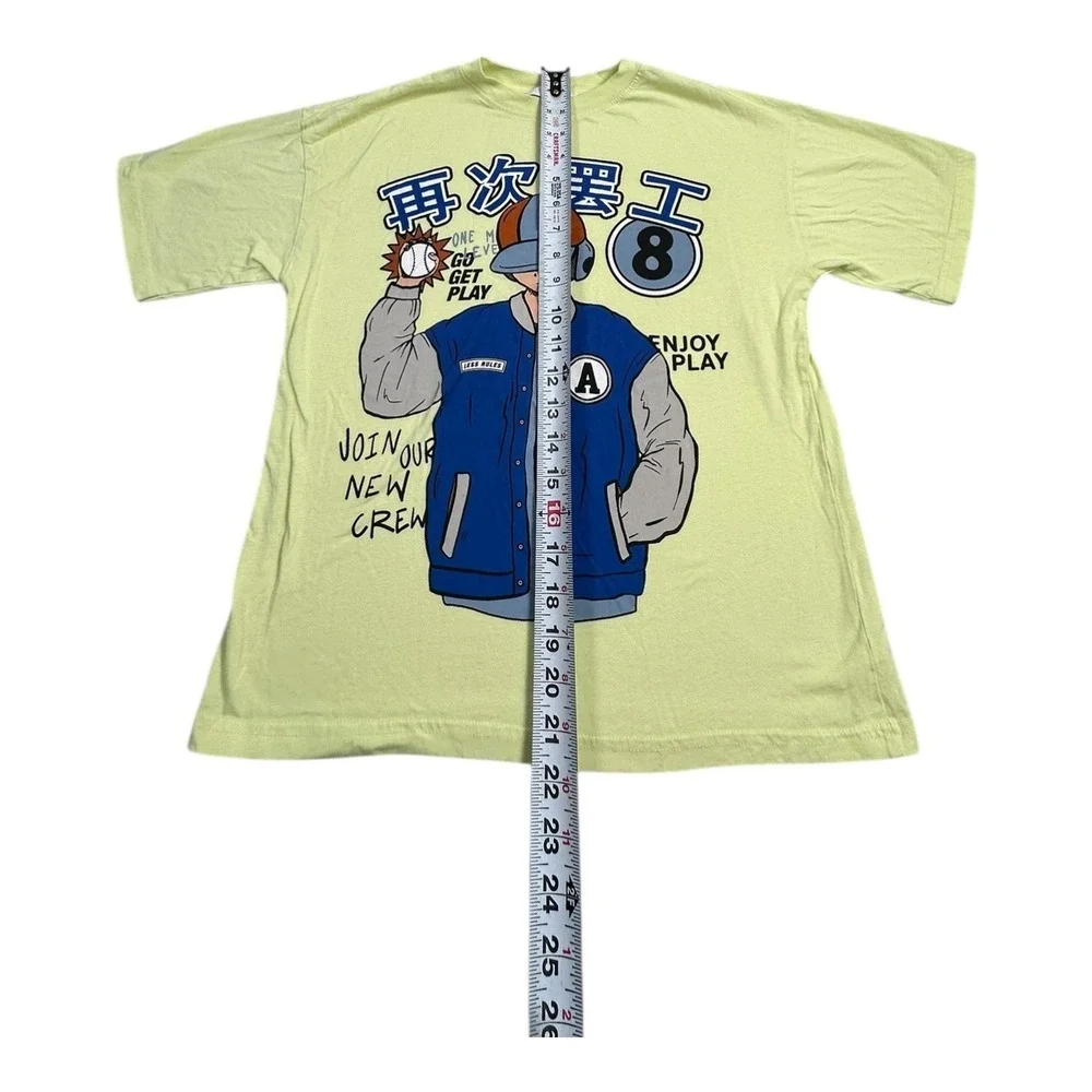 Boys Graphic T Shirt Yellow Anime Baseball Crew Neck Short Sleeve Size‎ 11 12